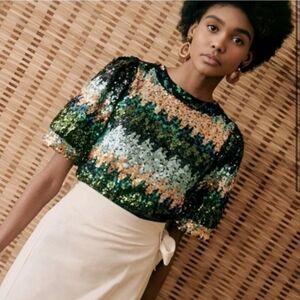 Sezane Meline Blouse Sequins 80s